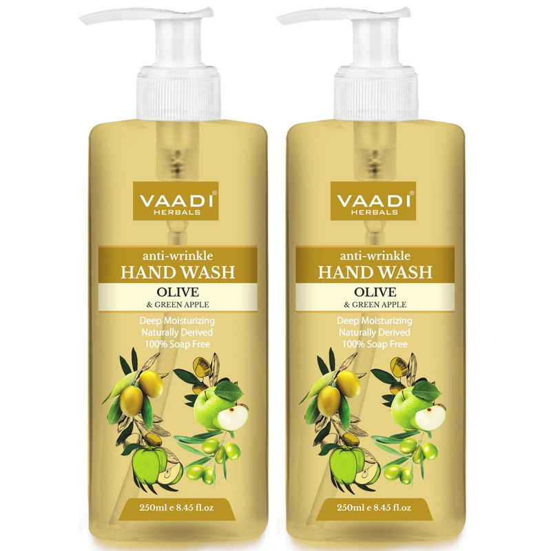 Vaadi Herbals Anti - Wrinkle Olive And Green Apple Hand Wash - Pack Of 2