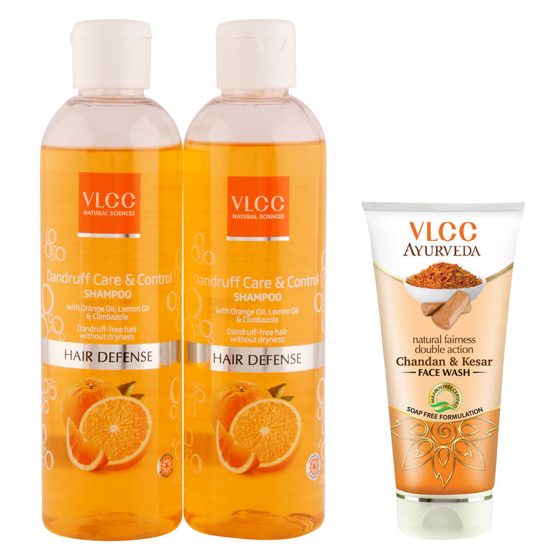 VLCC Dandruff Shampoo & Kesar Chandan Face Wash Combo - 800 Ml
