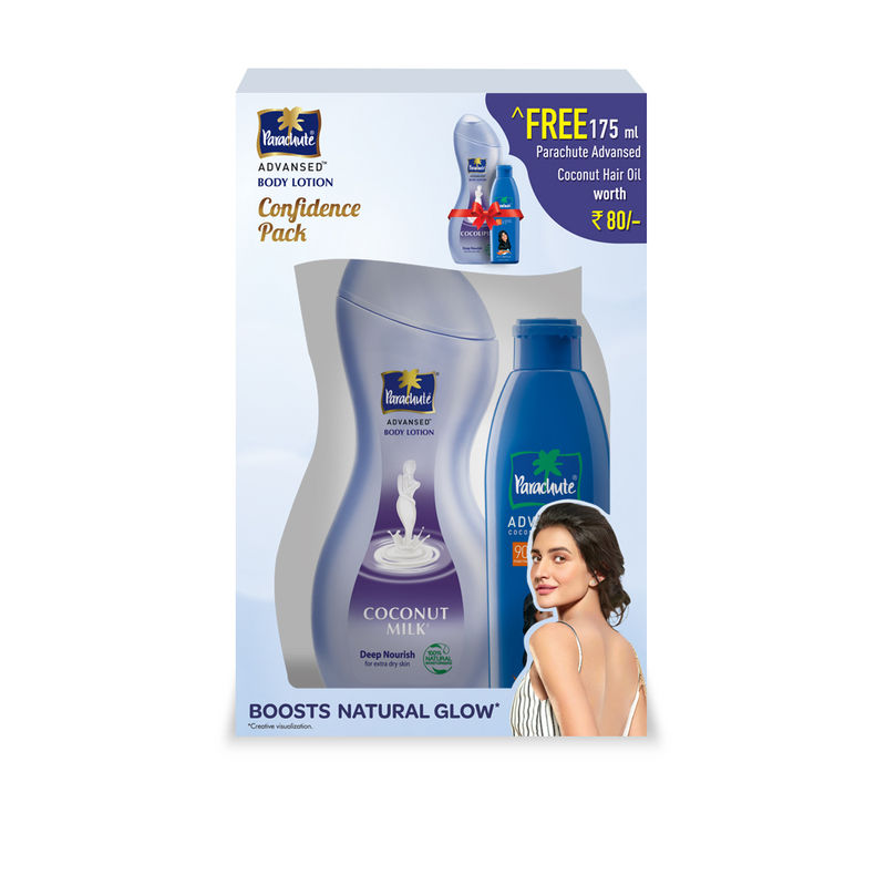Parachute Advansed Deep Nourish Body Lotion With Coconut Hair Oil With Free Worth Rs.80