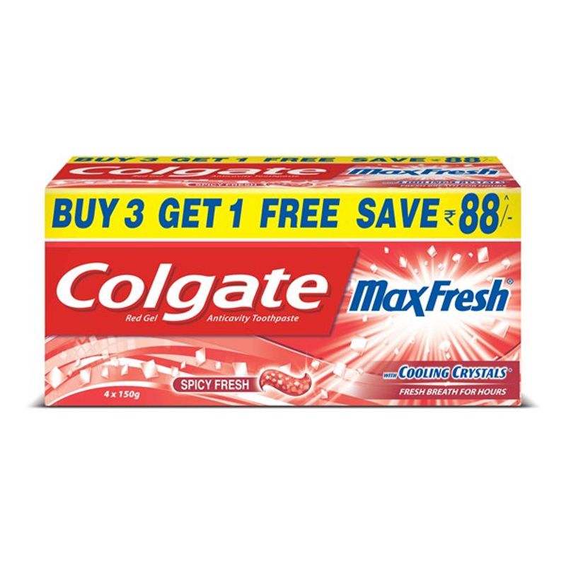 Colgate Maxfresh Spicy Fresh Toothpaste Buy 3 Get 1 Free (Save Rs.95)